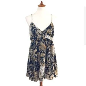 Zara Snakeskin Print Sheer Babydoll Dress